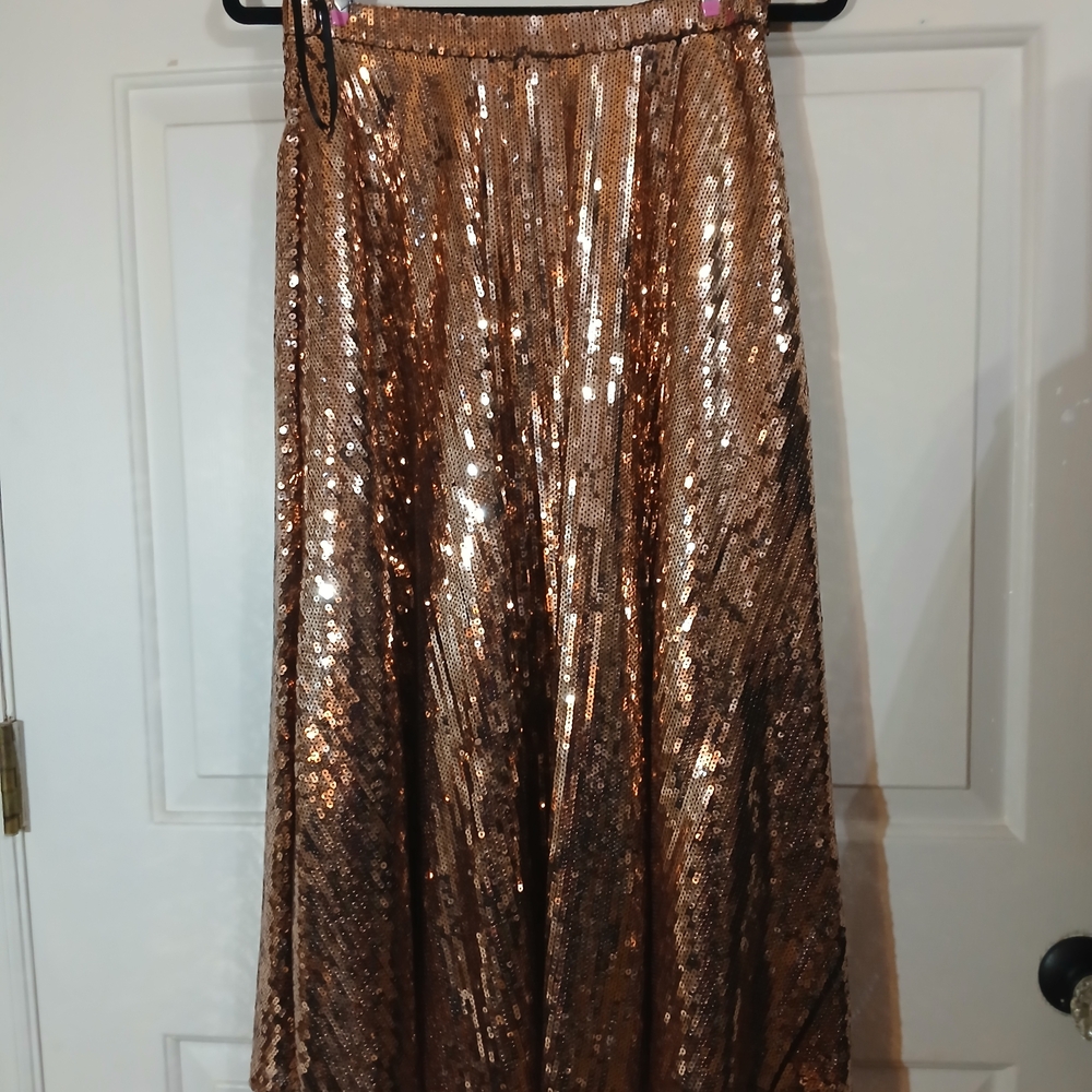 Mother Size MEDIUM Sequin Maxi Skirt in Rose Gold